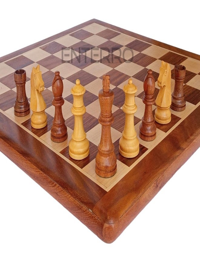 ENTERRO Wooden Chess Board Flat - 17" x 17" with Wooden Chess Pieces - King Size 3" with 2 Extra Queens - Tournament Chess Set - Image 4